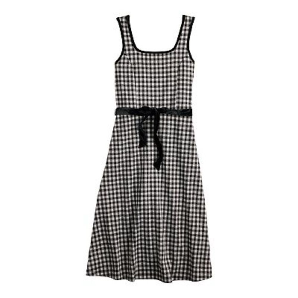 NWT Draper James Sleeveless Knot-Waist Midi Dress Black & White Gingham Size XXL